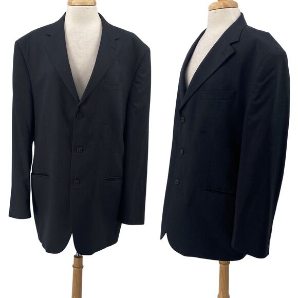 Vintage Oscar de la Renta Profile Wool Blazer Suit Jacket Dark Gray Mens 46 Long - Picture 1 of 10